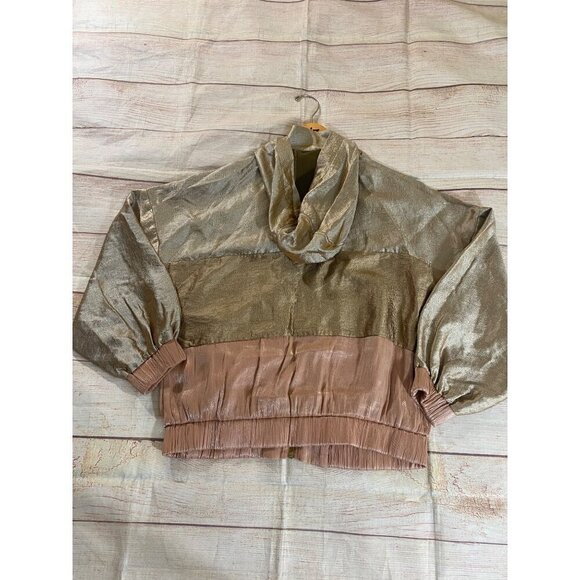 Zara Basic Women's Metaic Color Block Light Weight Full Zip Hooded Jacket - Medi - Picture 14 of 14